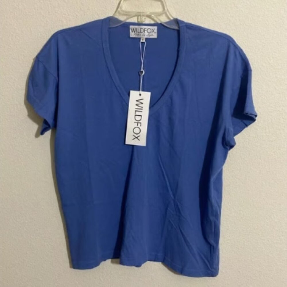 WILDFOX Crissy V-Neck T-shirt w Distressed Edges Women's Size S